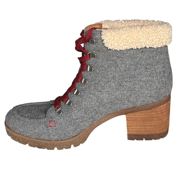Kork Ease Evie Womens Size 10M Ankle Boots Gray Felted Wool Lace Up Bootie Heel - Picture 3 of 11